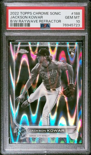 2022 Topps Chrome Jackson Kowar Black & White Raywave Refractor #188 card image