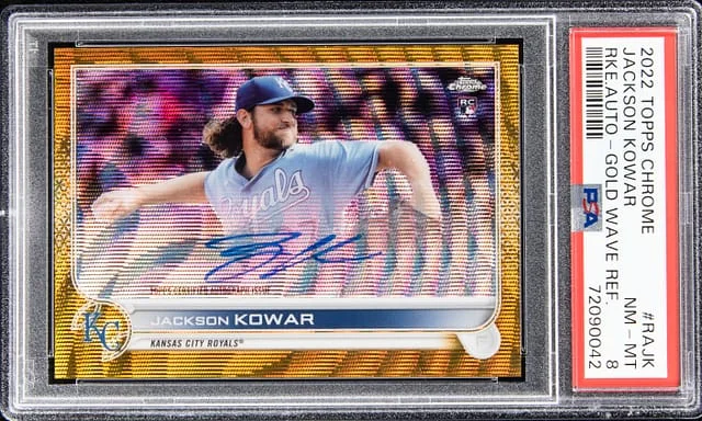 2022 Topps Chrome Jackson Kowar Autograph - Gold Wave Refractor #RAJK card image
