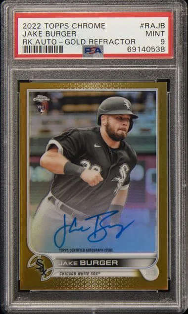 2022 Topps Chrome Jake Burger Autographs Gold Refractor #RA-JB card image