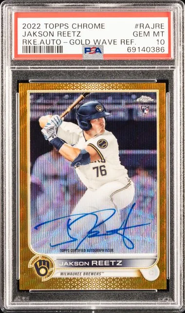 2022 Topps Chrome Jakson Reetz Autographs Gold Wave Refractor #RAJRE card image
