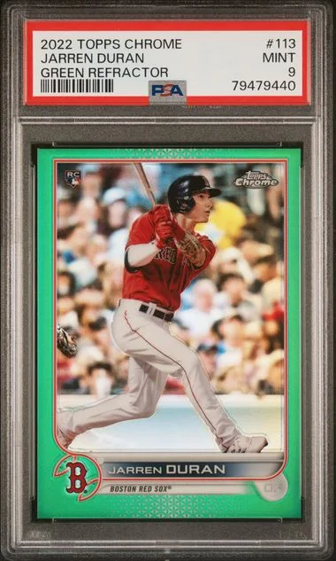 2022 Topps Chrome Jarren Duran Green Refractor #113 card image