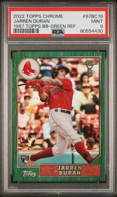 2022 Topps Chrome Jarren Duran 1987 Topps Baseball Green Refractor #87BC19 card image