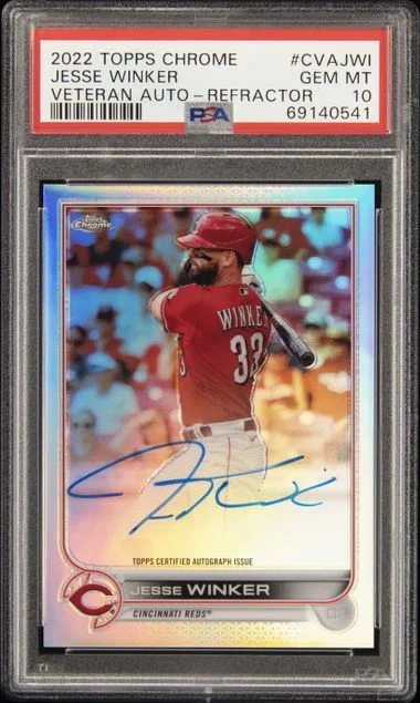 2022 Topps Chrome Jesse Winker Veteran Autographs Refractor #CVA-JWI card image