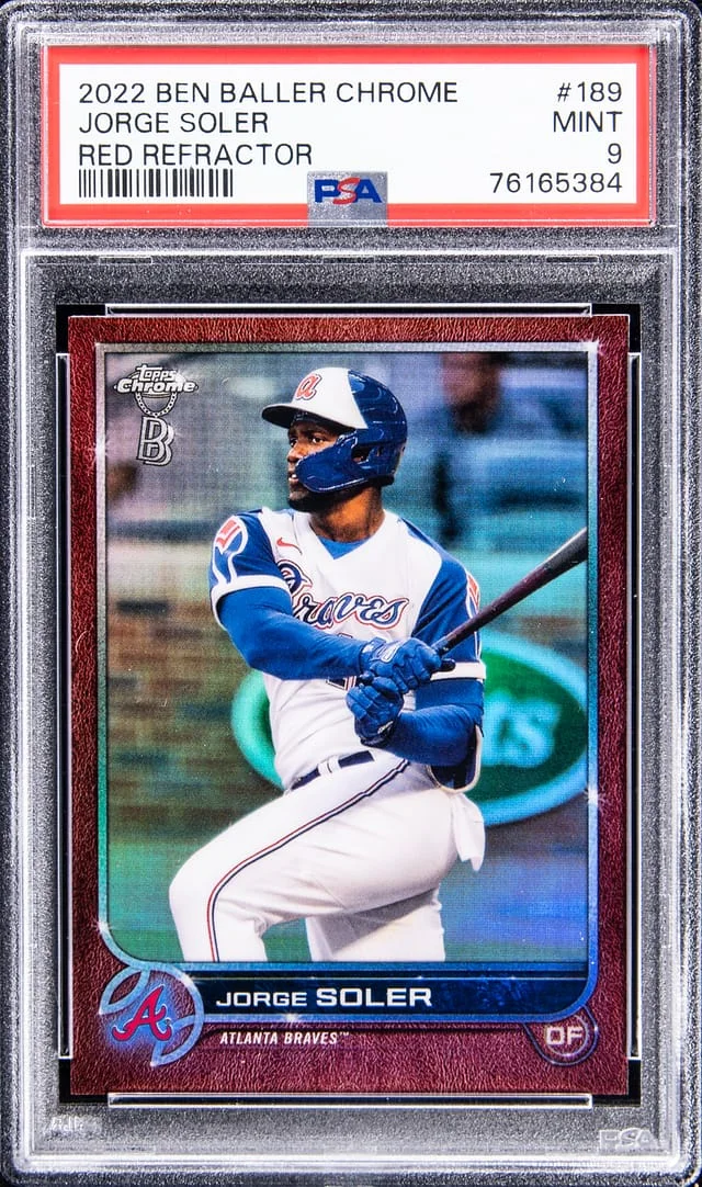 2022 Topps Chrome Jorge Soler Ben Baller Red Refractor #189 card image