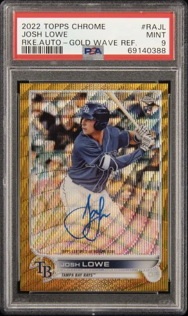 2022 Topps Chrome Josh Lowe Autographs Gold Wave Refractor #RA-JL card image