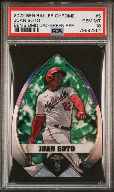 2022 Topps Chrome Juan Soto Ben Baller Ben's Diamond Die-Cuts Green Refractor #5 card image