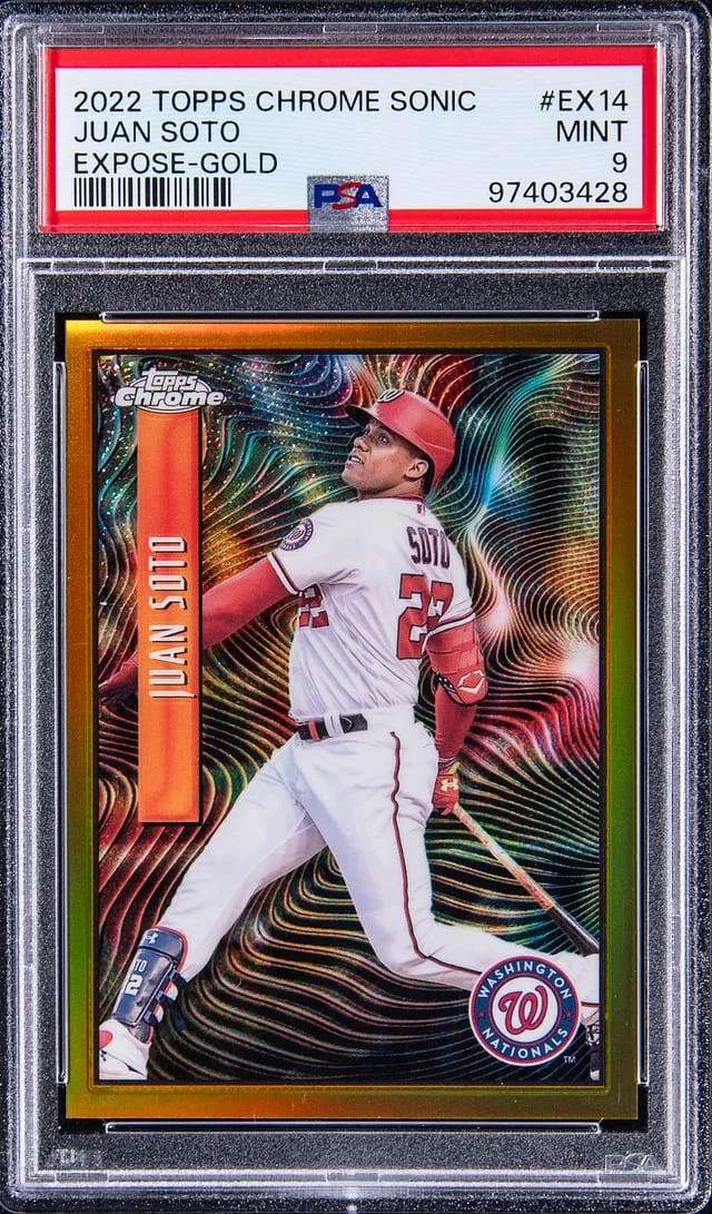 2022 Topps Chrome Juan Soto Expose Gold Refractor #EX-14 card image