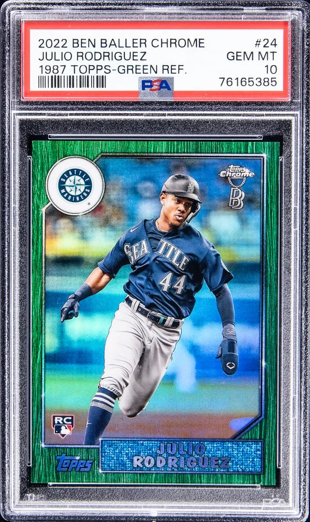 2022 Topps Chrome Julio Rodriguez Ben Baller 1987 Green Refractor #24 card image