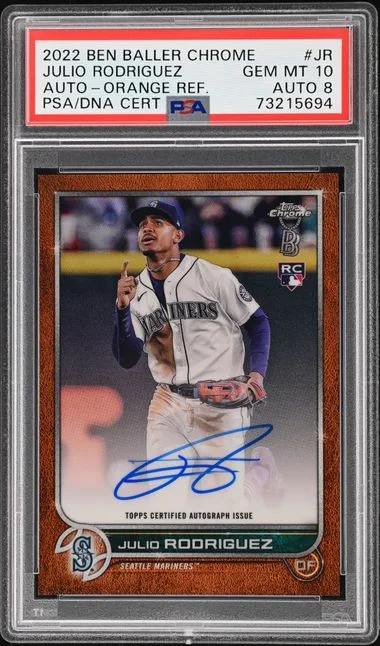 2022 Topps Chrome Julio Rodriguez Ben Baller Autographs Gold Refractor #BBA-JR card image