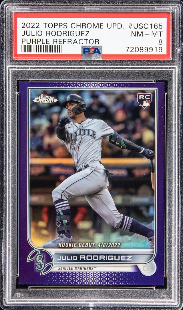 2022 Topps Chrome Julio Rodriguez Purple Refractor #USC165 card image