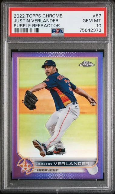 2022 Topps Chrome Justin Verlander Purple Refractor #87 card image