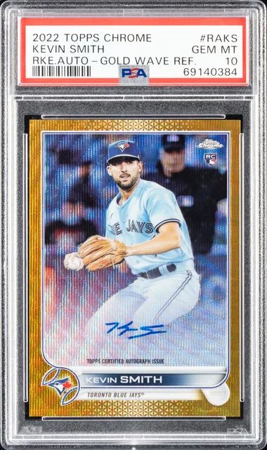 2022 Topps Chrome Kevin Smith Autographs Gold Wave Refractor #RAKS card image