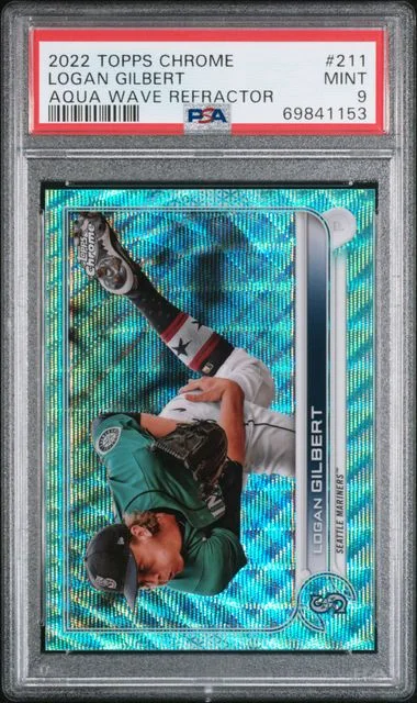 2022 Topps Chrome Logan Gilbert Aqua Wave Refractor #211 card image