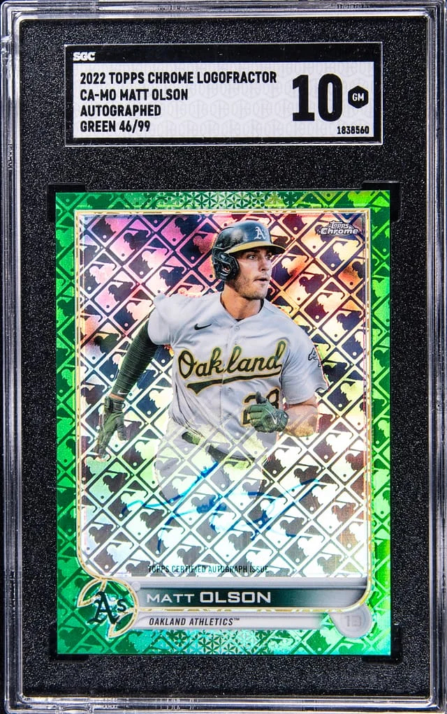 2022 Topps Chrome Logofractor Matt Olson Autograph Green #CA-MO card image