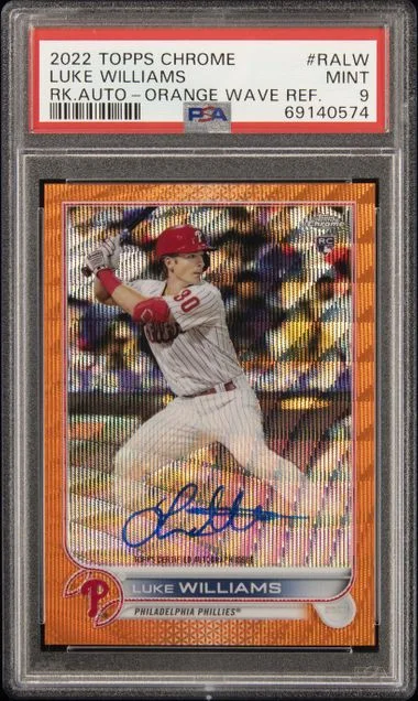 2022 Topps Chrome Luke Williams Autographs Orange Wave Refractor #RA-LW card image