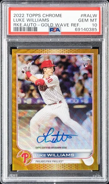 2022 Topps Chrome Luke Williams Autographs Gold Wave Refractor #RALW card image
