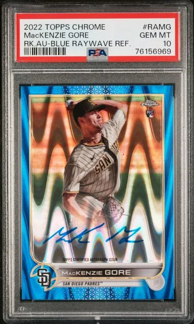 2022 Topps Chrome Mackenzie Gore Autographs Blue Raywave Refractor #RAMG card image