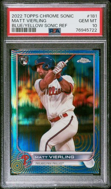 2022 Topps Chrome Matt Vierling Blue/Yellow Sonic Refractor #181 card image