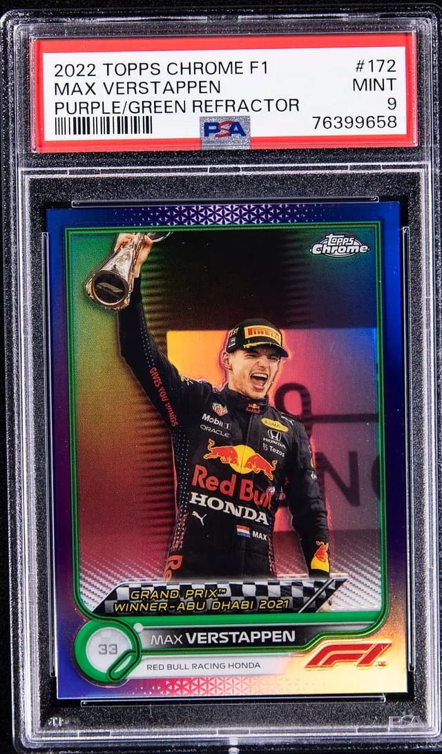 2022 Topps Chrome Max Verstappen F1 Purple/Green Refractor #172 card image