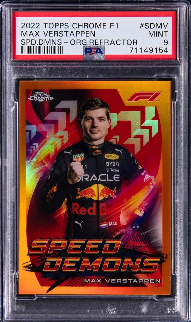 2022 Topps Chrome Max Verstappen F1 Speed Demons Orange Refractor #SDMV card image