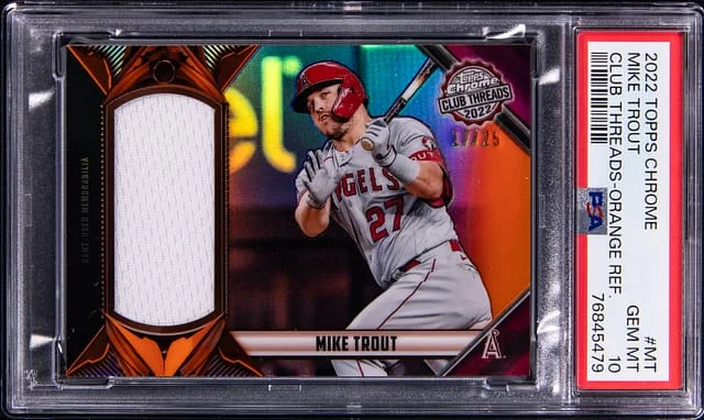 2022 Topps Chrome Mike Trout Club Threads Orange Refractor #MT card image