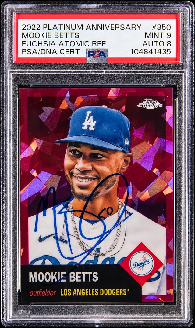 2022 Topps Chrome Mookie Betts Fuchsia Atomic Refractor #350 card image