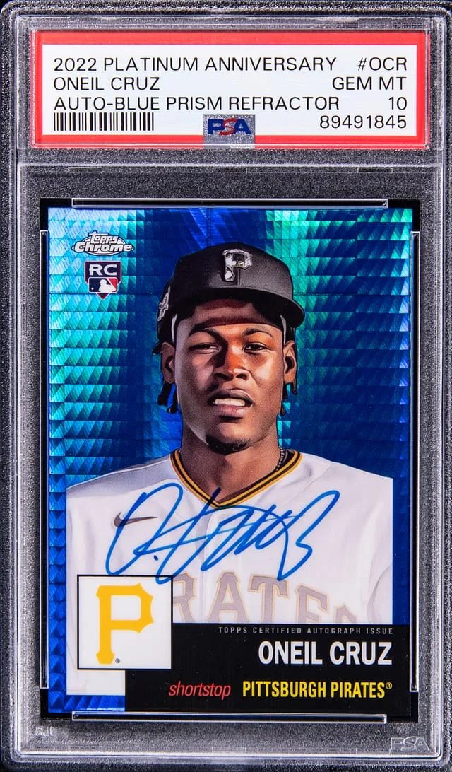 2022 Topps Chrome Oneil Cruz Auto Blue Prism Refractor #CPA-OCR card image