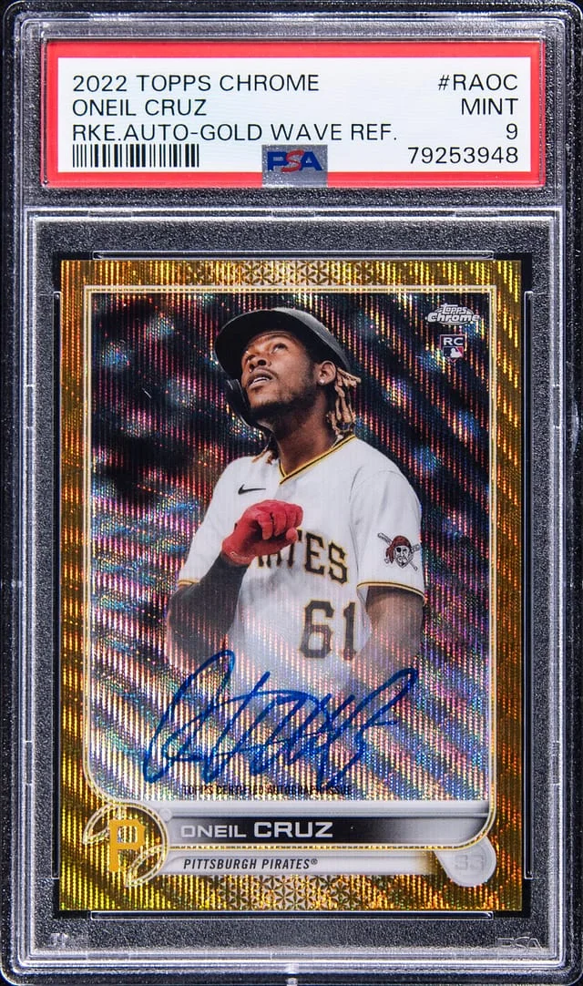 2022 Topps Chrome Oneil Cruz Autograph-Gold Wave Refractor #RAOC card image