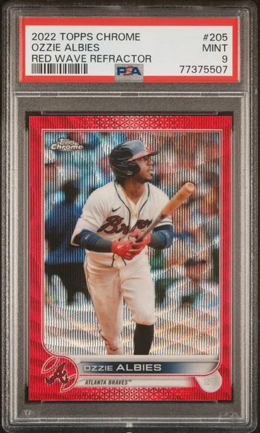 2022 Topps Chrome Ozzie Albies Red Wave Refractor #205 card image