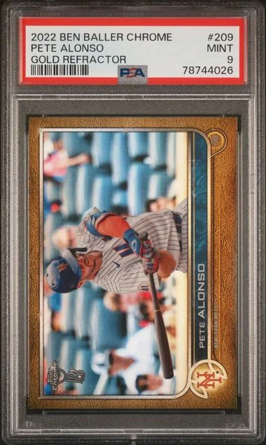 2022 Topps Chrome Pete Alonso Ben Baller Gold Refractor #209 card image