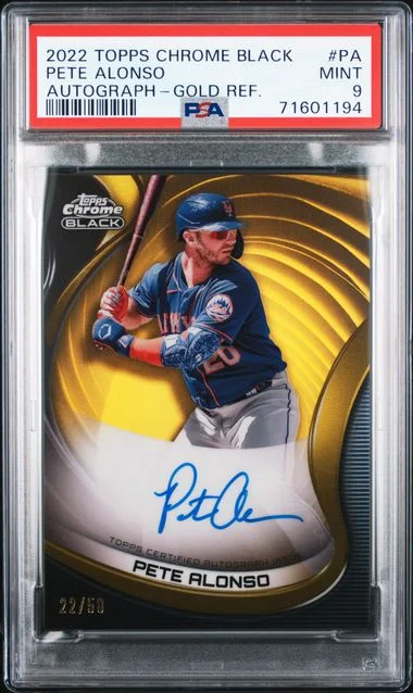 2022 Topps Chrome Pete Alonso Autographs Gold Refractor #CBA-PA card image
