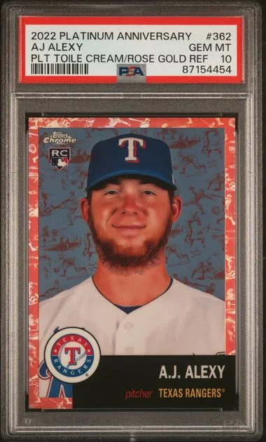 2022 Topps Chrome Platinum Anniversary AJ Alexy Platinum Toile Cream/Rose Gold Refractor #362 card image