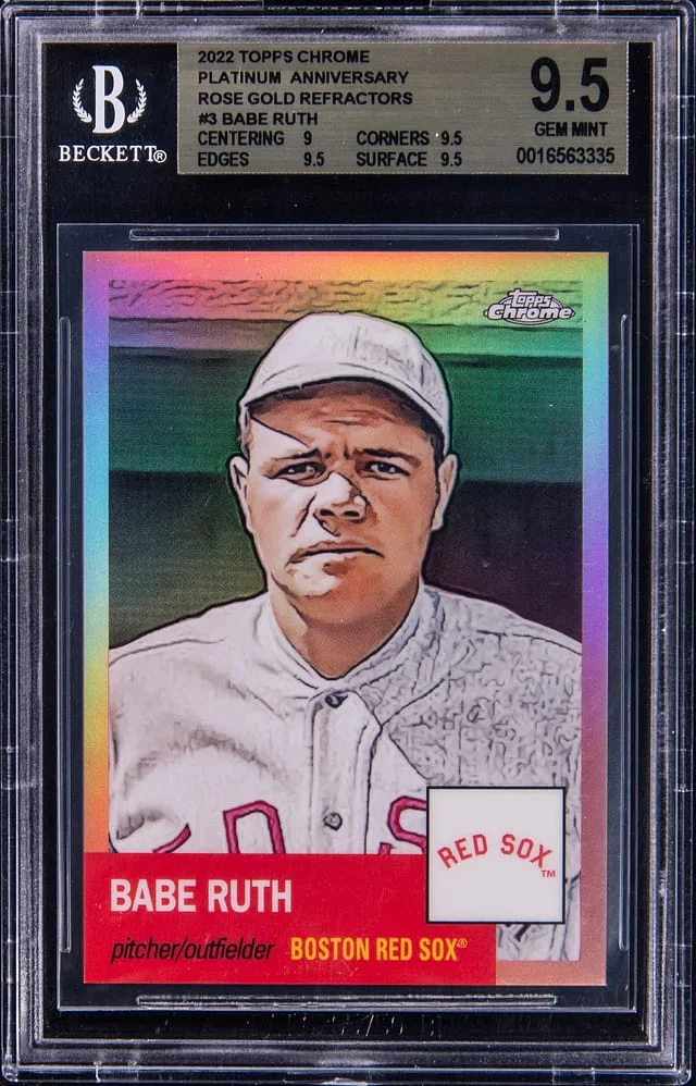 2022 Topps Chrome Platinum Anniversary Babe Ruth Rose Gold Refractor #3 card image