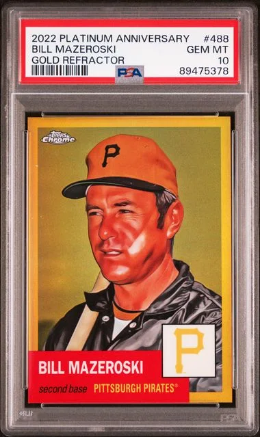 2022 Topps Chrome Platinum Anniversary Bill Mazeroski Gold Refractor #488 card image