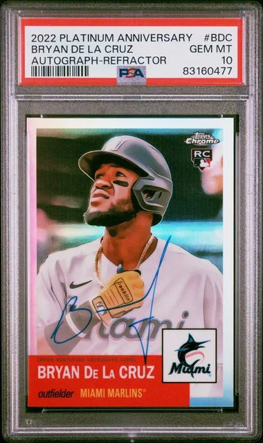 2022 Topps Chrome Platinum Anniversary Bryan De La Cruz Autograph Refractor #BDC card image