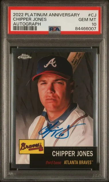 2022 Topps Chrome Platinum Anniversary Chipper Jones Autograph #CPA-CJ card image