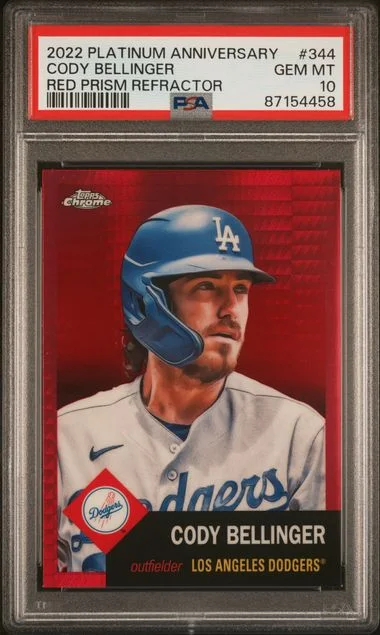 2022 Topps Chrome Platinum Anniversary Cody Bellinger Red Prism Refractor #344 card image