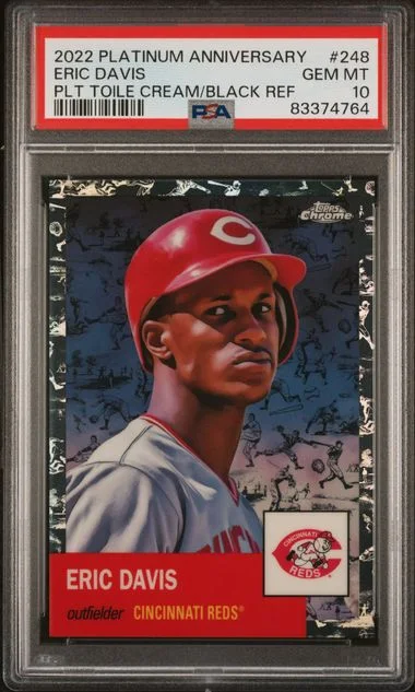 2022 Topps Chrome Platinum Anniversary Eric Davis Platinum Toile Cream/Black Refractor #248 card image
