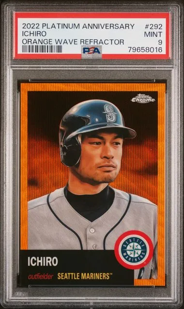 2022 Topps Chrome Platinum Anniversary Ichiro Orange Wave Refractor #292 card image
