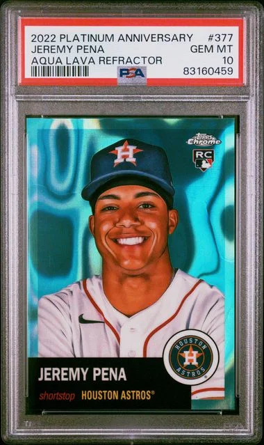 2022 Topps Chrome Platinum Anniversary Jeremy Pena Aqua Lava Refractor #377 card image