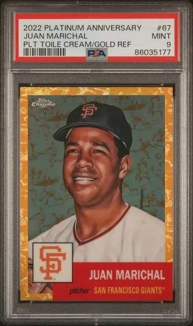 2022 Topps Chrome Platinum Anniversary Juan Marichal Platinum Toile Cream/Gold Refractor #67 card image