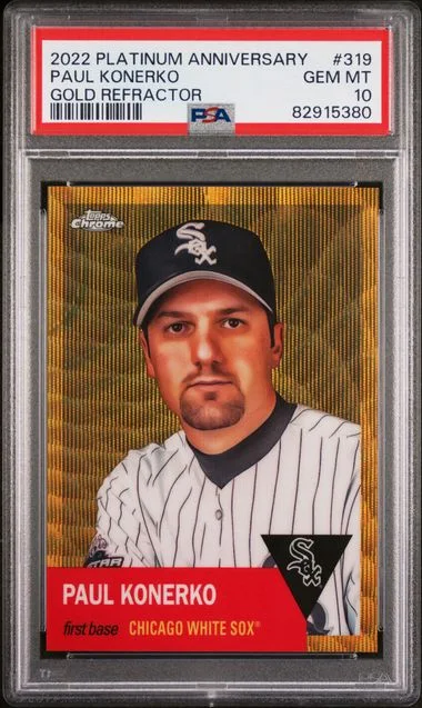2022 Topps Chrome Platinum Anniversary Paul Konerko Gold Refractor #319 card image