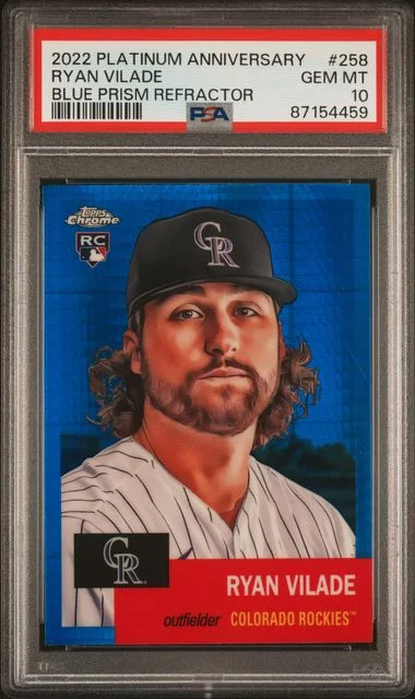 2022 Topps Chrome Platinum Anniversary Ryan Vilade Blue Prism Refractor #258 card image