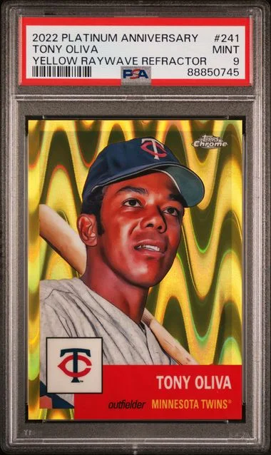 2022 Topps Chrome Platinum Anniversary Tony Oliva Yellow Raywave Refractor #241 card image