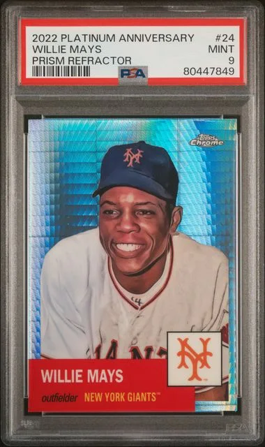 2022 Topps Chrome Platinum Anniversary Willie Mays Prism Refractor #24 card image