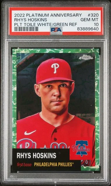2022 Topps Chrome Rhys Hoskins Platinum Toile White/Green Refractor #320 card image