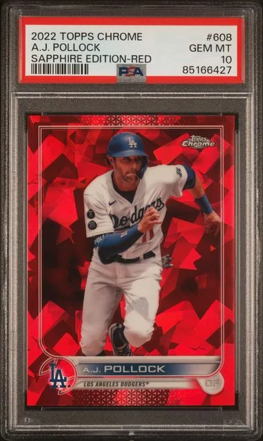 2022 Topps Chrome Sapphire Edition A.J. Pollock Red #608 card image