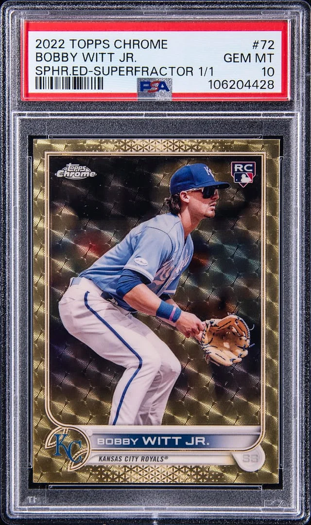 2022 Topps Chrome Sapphire Edition Bobby Witt Jr. SuperFractor #72 card image