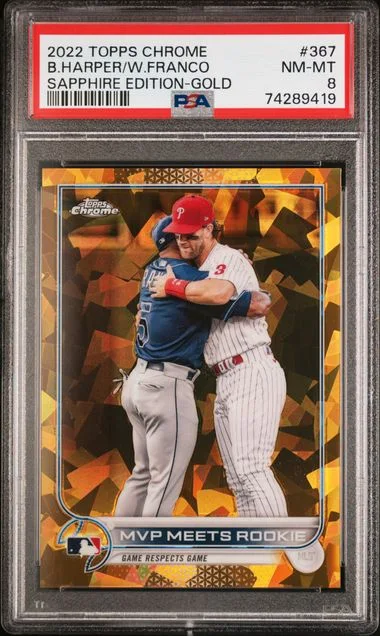 2022 Topps Chrome Sapphire Edition Bryce Harper/Wander Franco Red #367 card image