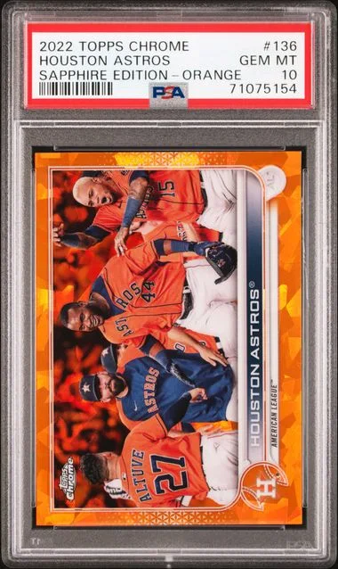 2022 Topps Chrome Sapphire Edition Houston Astros Orange #136 card image